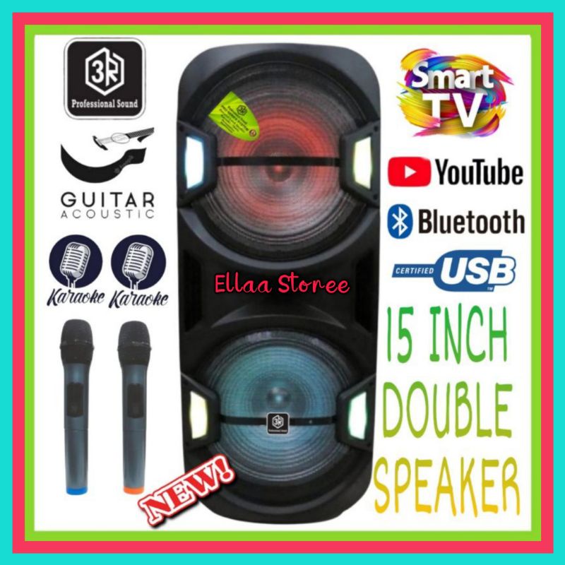 Speaker Portable 3R Style 15 Double Speaker 15 Inch Karaoke Youtube.