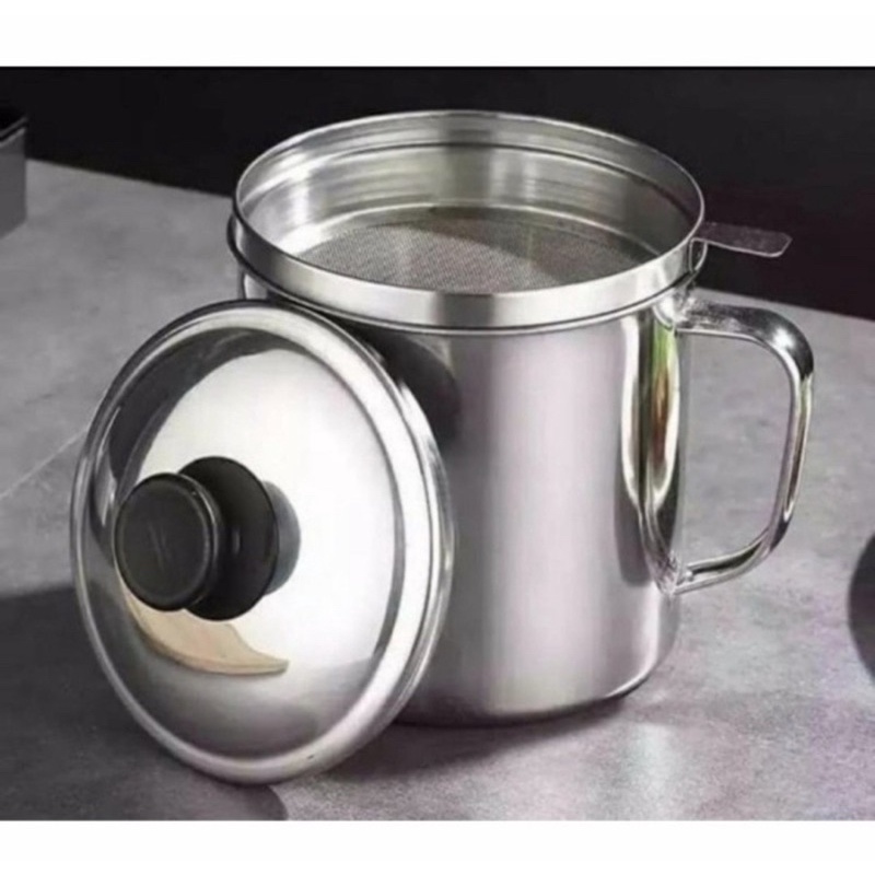 Oil Pot Stainless Steel 1.3L - Wadah Saringan Minyak Stainless 1.3L -