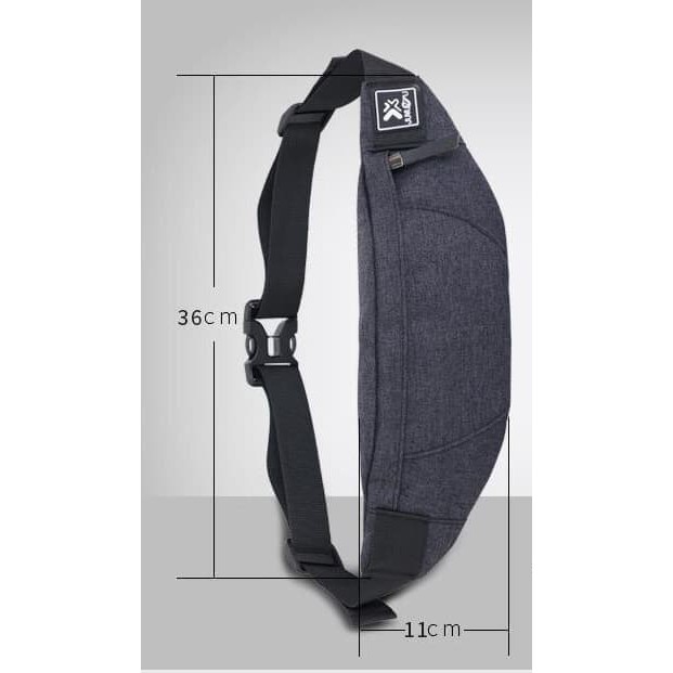 Tas pria Selempang Pinggang Kanvas army Waist Bag cowok Import F251 - Navy