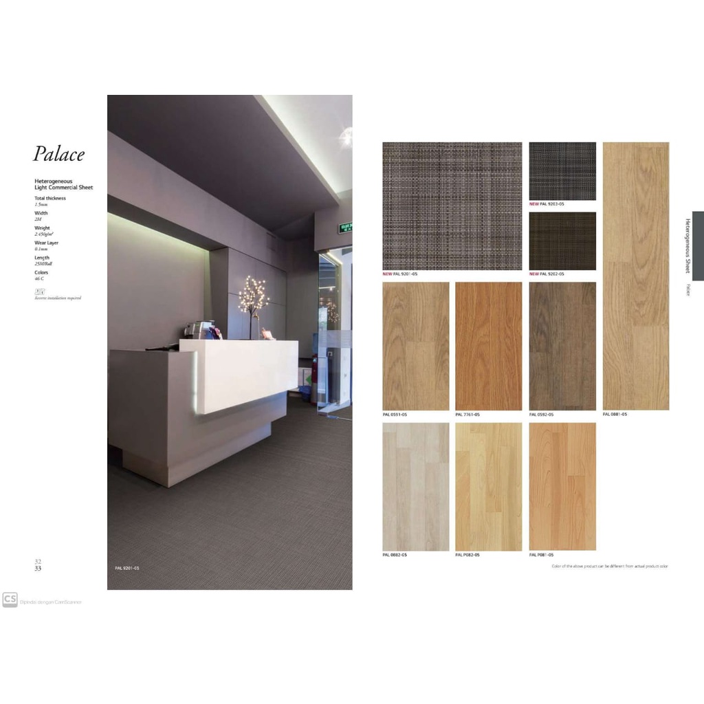 Karpet Vinyl/Vinil Roll Motif Kayu LG Palace Tebal 1,5 mm