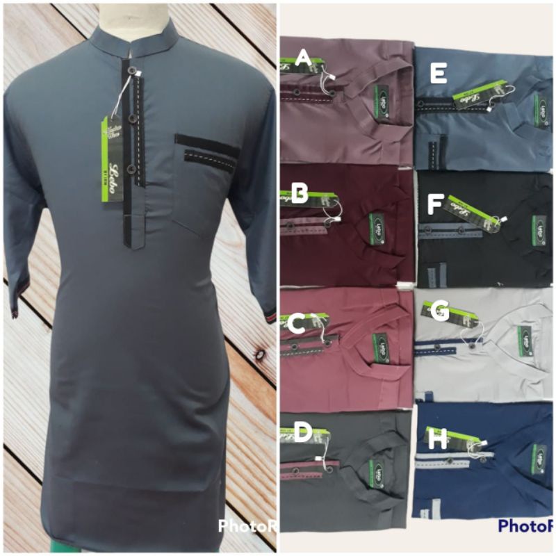 Baju Koko Muslim Lebo Kurta tangan 3/4 kemeja Pria Laki ALMIA pakaian kaos gamis jubah lebaran