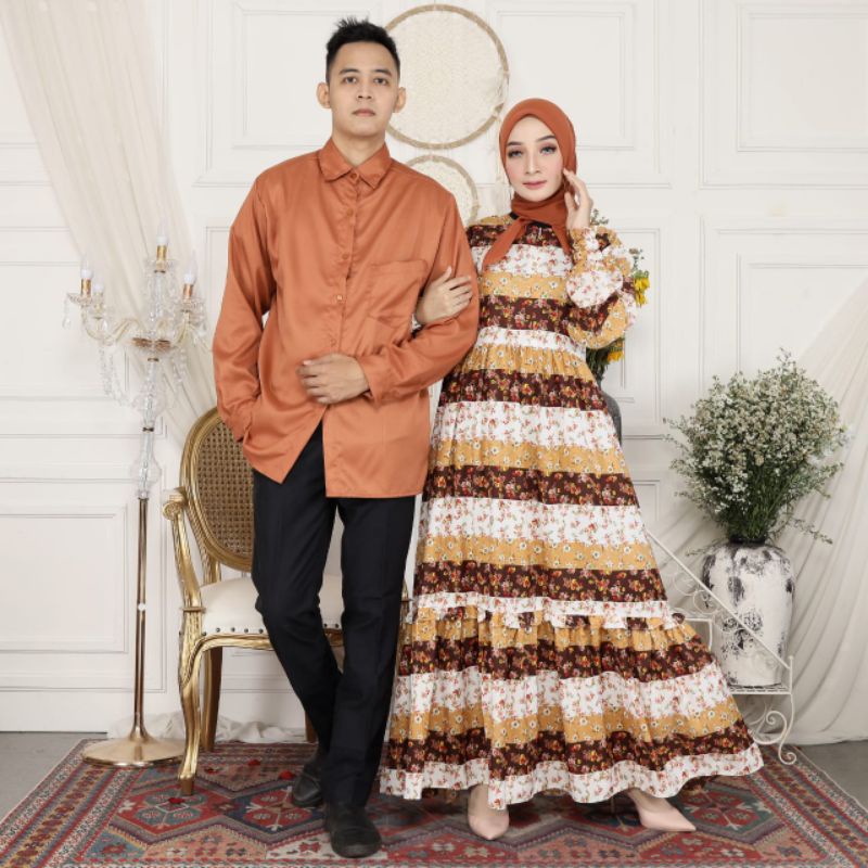 Model Terbaru/Couple Riany Bahan Wallpeach/Couple Kondangan/Couple Muslim/Couple Pasangan/Couple Pas
