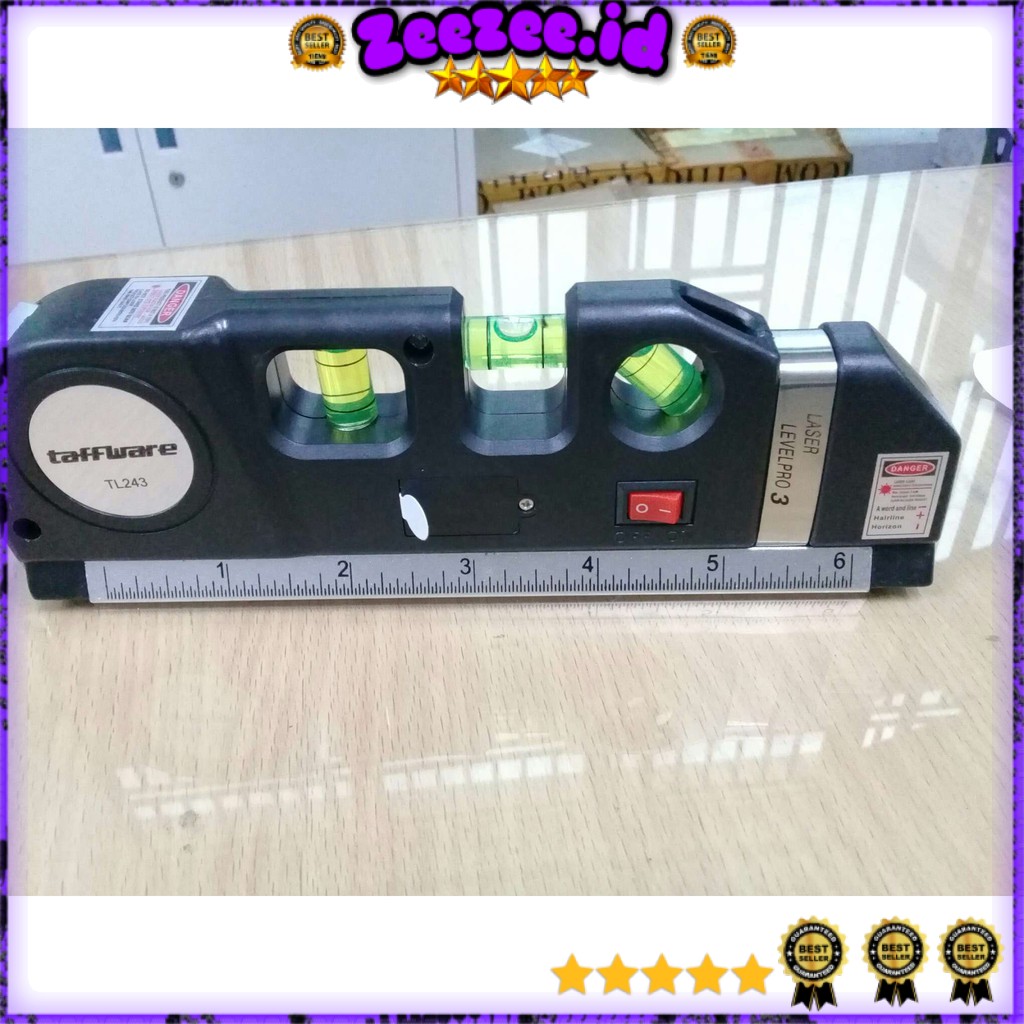 

Taffware LEVELPRO3 Penggaris Laser Horizontal Vertical 250CM + Waterpass - TL243