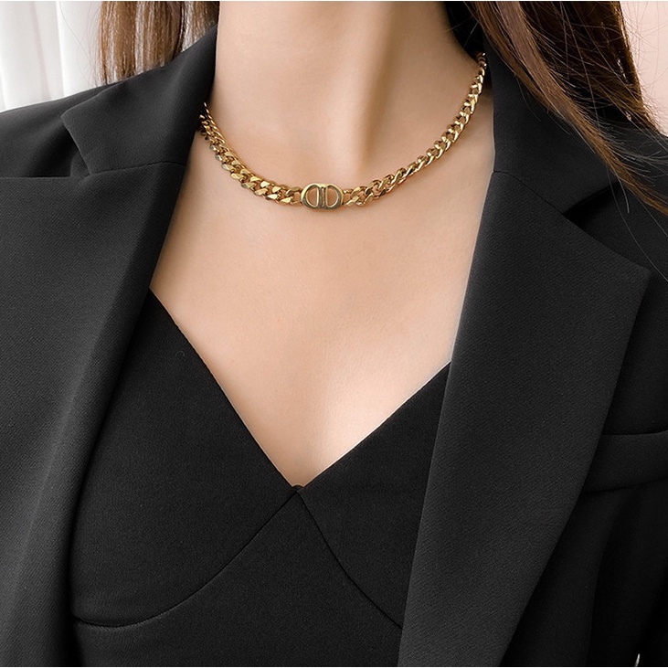 Kalung Choker Rantai Bahan Stainless Steel Gaya Punk Untuk Wanita 2022