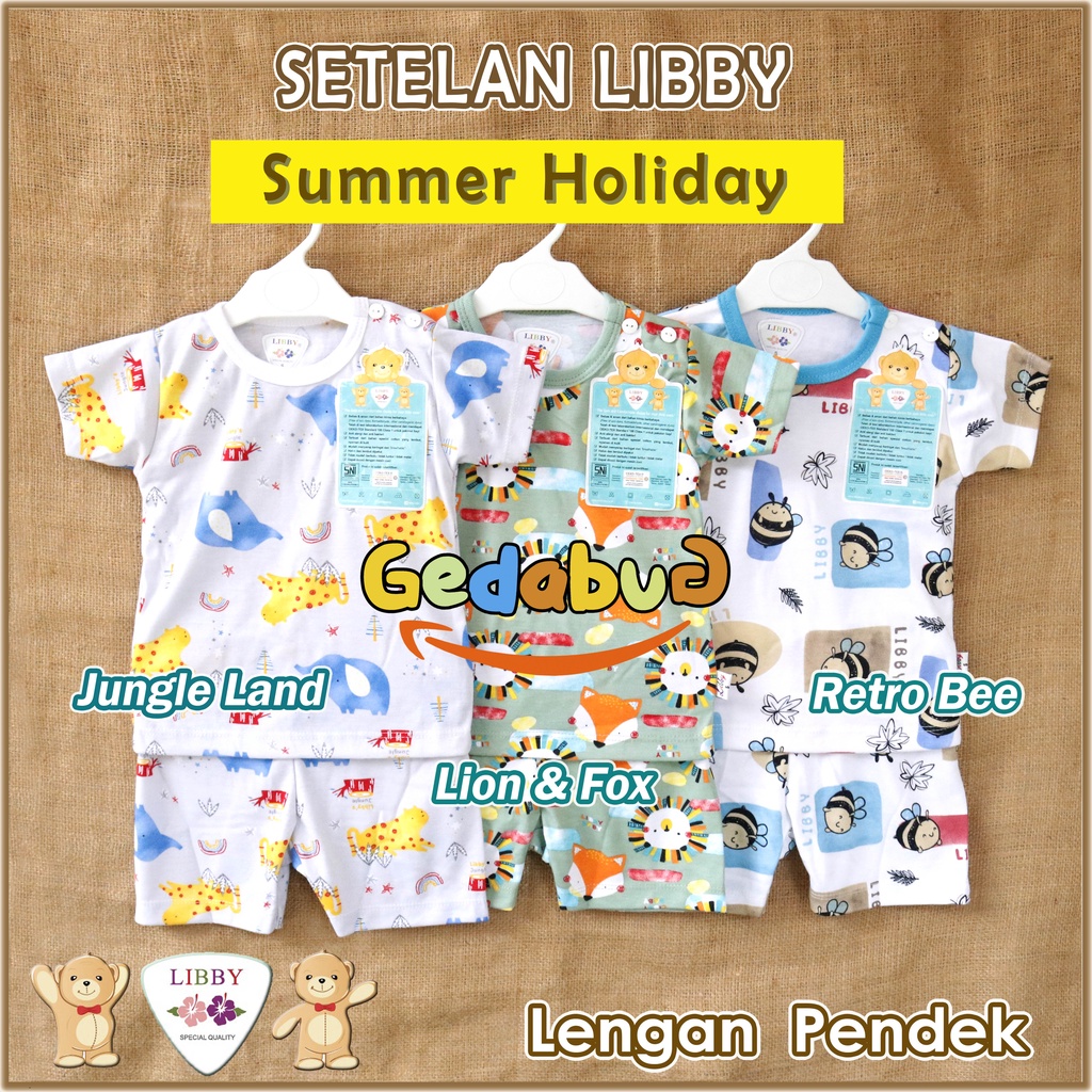 LIBBY Summer Holiday Pendek | Setelan Kaos Anak Lengan Pendek + Celana Pendek Berkualitas