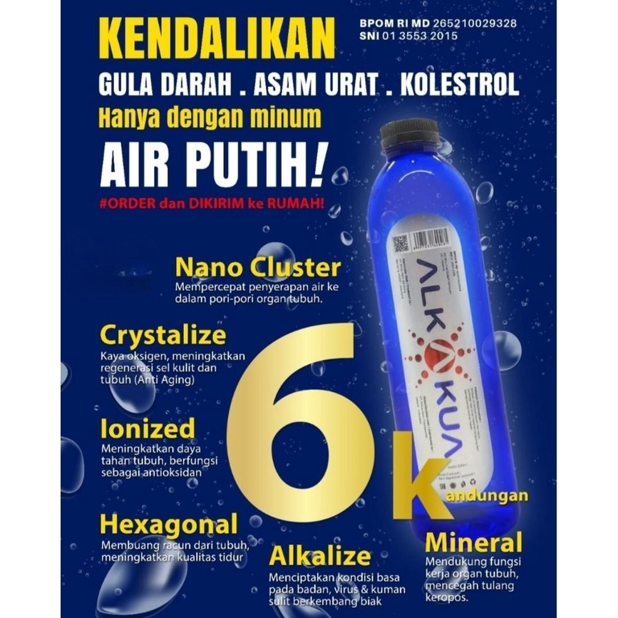 Alkakua 500ml Alkakua Air Minum Kesehatan Air Alkaline 500ml Nano Cluster