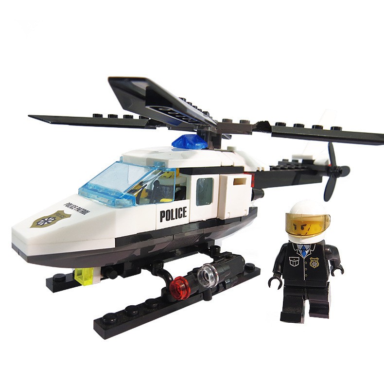 102pcs police helicopter children birthday gift Kid toys