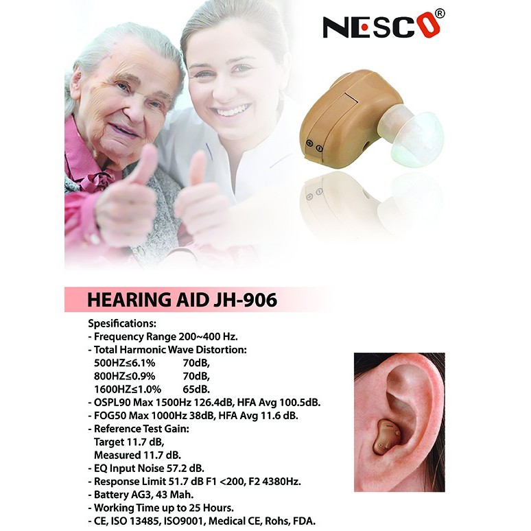 Nesco Hearing Aid Alat bantu dengar orang tua - ABD Tuli Budek Tuna Rungu JH906