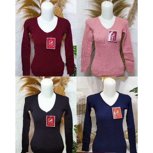 Blouse Rajut V-neck Panjang / Pakaian Rajut Wanita / Rajut Cantik /Baju Rajut
