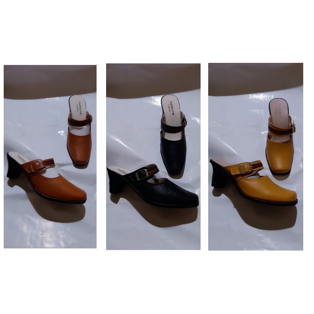Sepatu high heels 5cm kulit asli garut