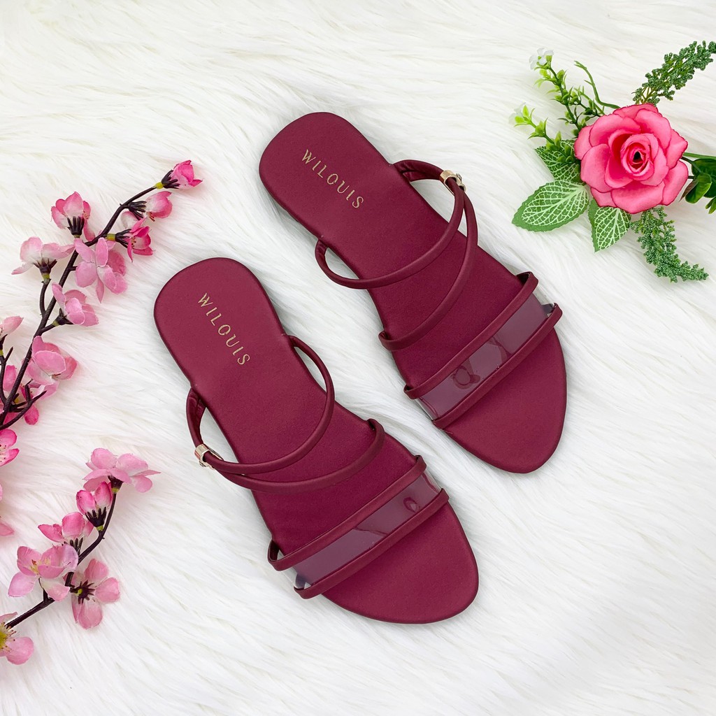 Sendal Wanita Terbaru Tali Slip Sandal Slop Kekinian Bahan Empuk Brand WILOUIS WL889-1