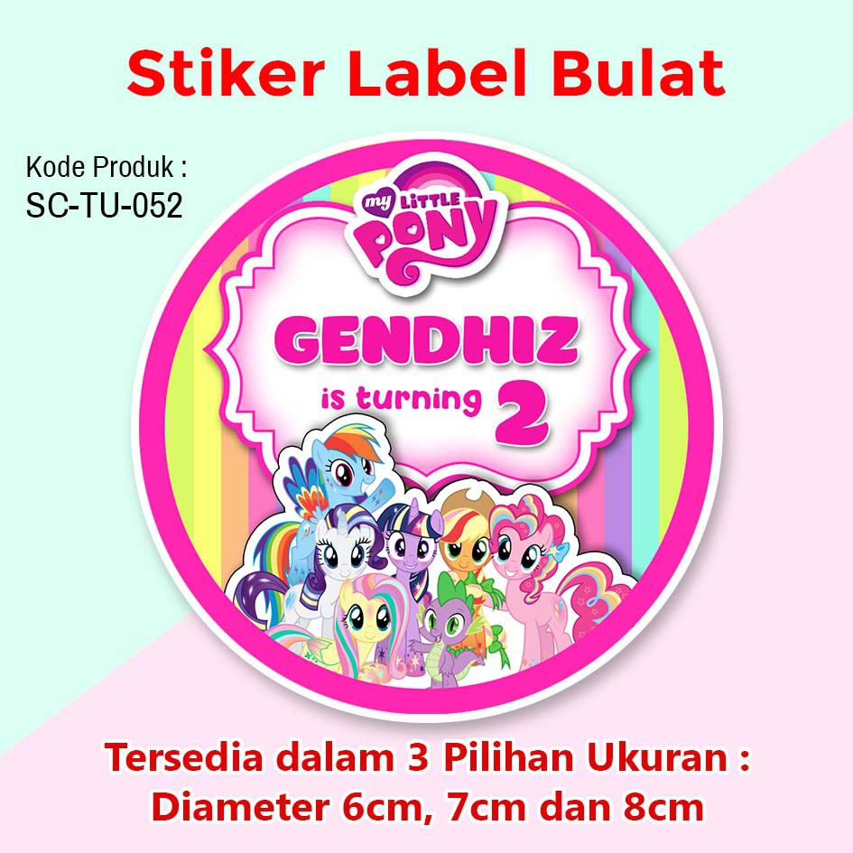 Stiker Label Ulang Tahun Anak Tumpeng Mini My Little Pony ...