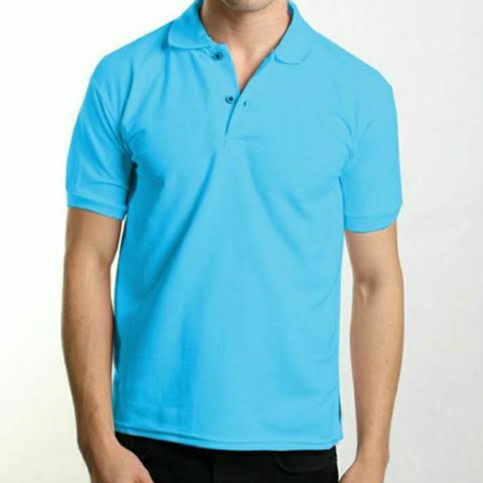 POLO BIRU MUDA BLUE - POLO SHIRT - KAOS POLO POLOS PRIA