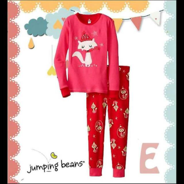 Setelan Piyama Anak Cewek Pajamas Sweet Pink Fox Set 2in1 (baju, celana)