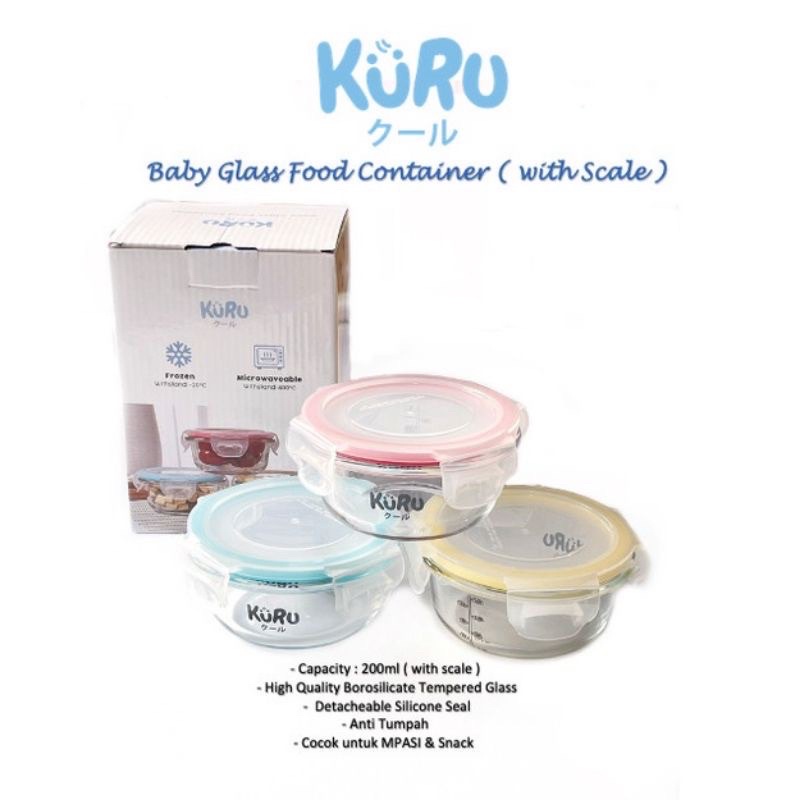 Kuru Baby Glass Food Container | Wadah Kaca Tempat Makan MPASI