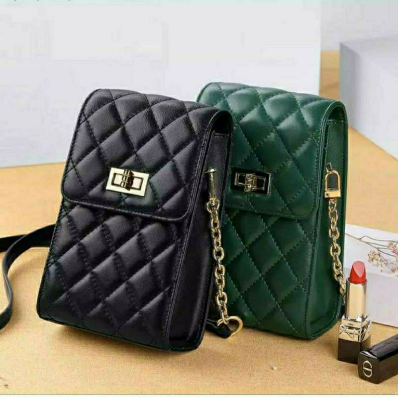 Tas (SPB) Kulit Wanita Tas Miring Tas HP Wanita 2021 Rantai Fashion Baru Tas Kecil Wanita Tas