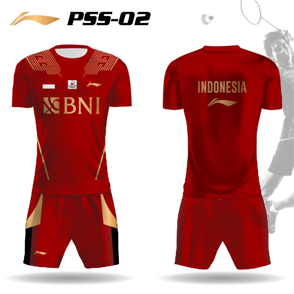 Setelan jersey dan celana badminton piala sudirman baju bulu tangkis thomas uber cup kaos tim indone