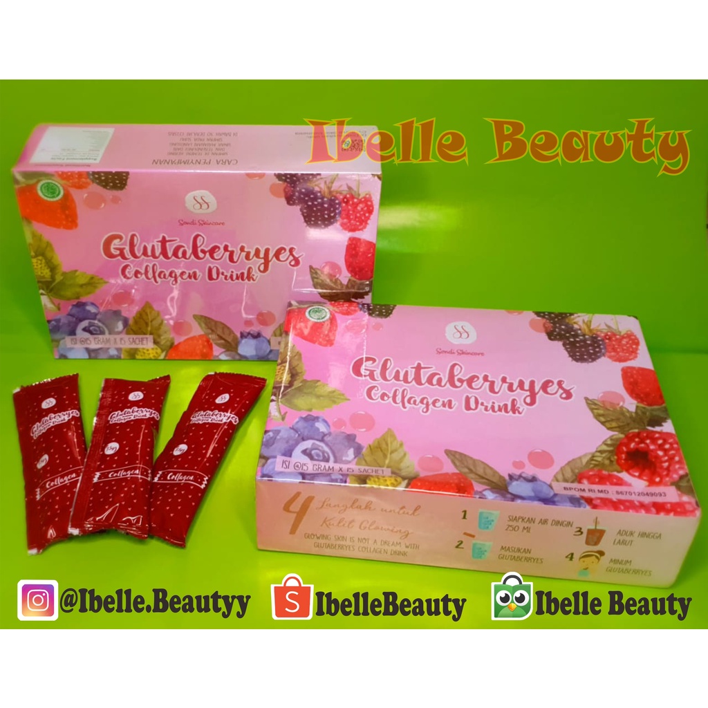 3 Sachet GLUTABERRYES Collagen SondiShop Drink BPOM Gluta Berryes Beryes Kolagen Ed Beauty Edbeauty 