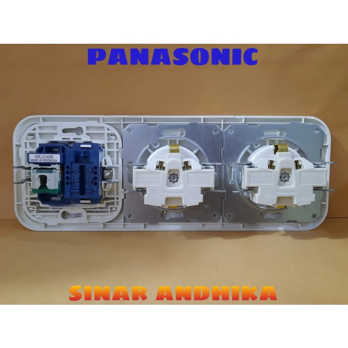 STOP KONTAK DOUBLE (CP)+MODUL TELEPON+DATA CAT 5E PANASONIC WEJ 7823 216488