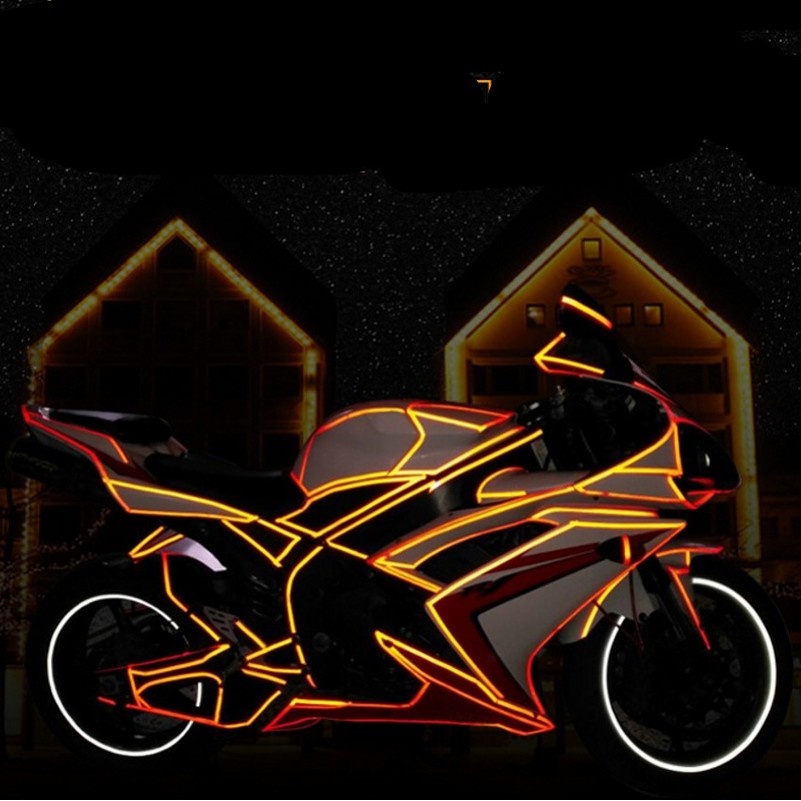 Reflective Tape/ Outdoor Safety Warning Lighting Sticker /Waterproof Bike Reflector Tape for Car, Bicycle, Motorcycle Rim Self-Adhesive DIY Decoration