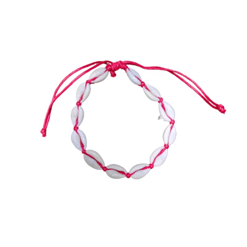 GELANG KERANG/GELANG KERANG LAUT/KERAJINAN KERANG/GELANG UNIK/SUPPLIER GELANG/SEASHELL BRACELET/CLAM-Merah