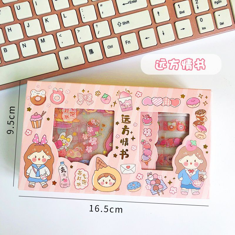 

Cartoon Pink Girl Art Complete DIY Set Washi tape and Sticker Set