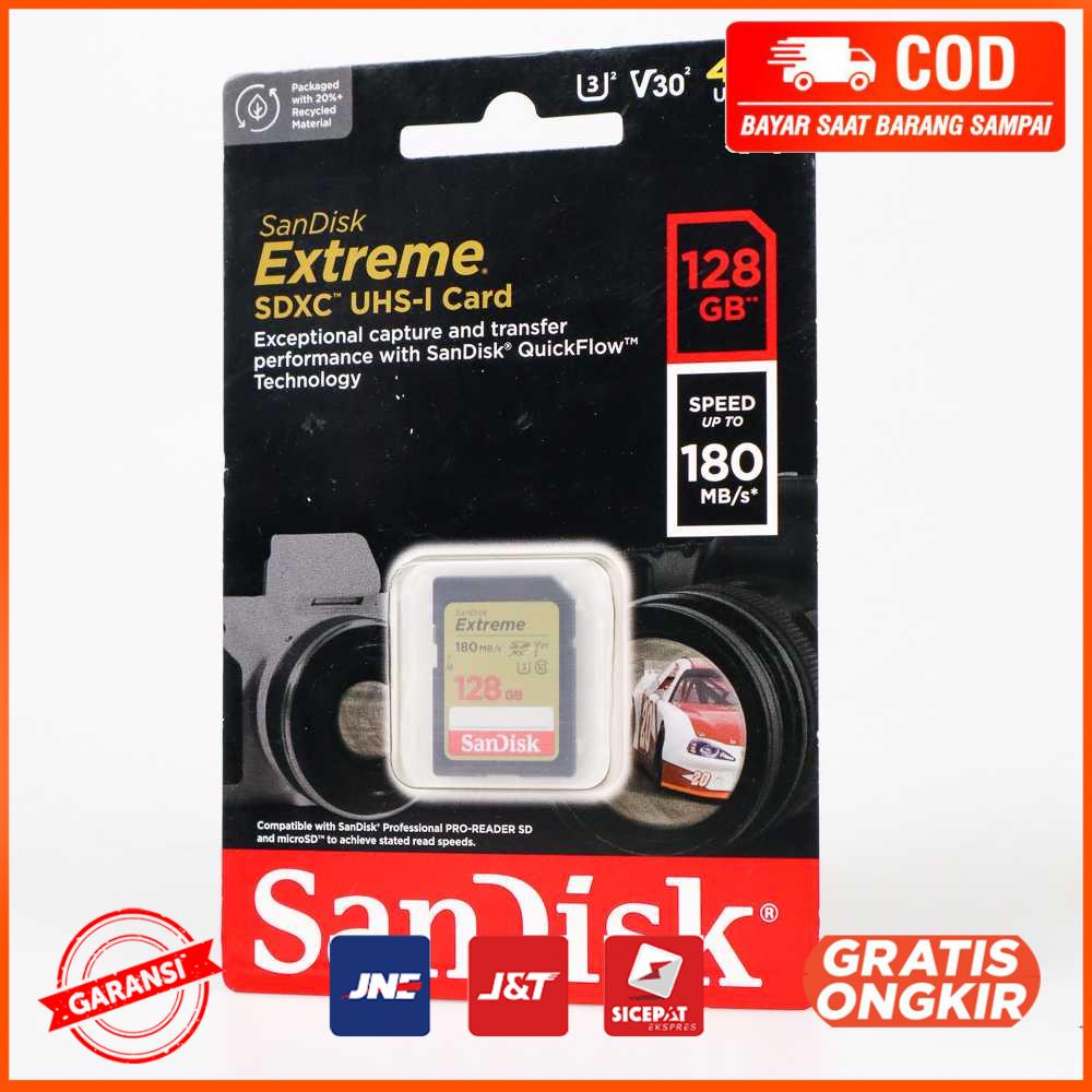 Sandisk SD Card Extreme V30 U3 4K - 128GB - A-128G