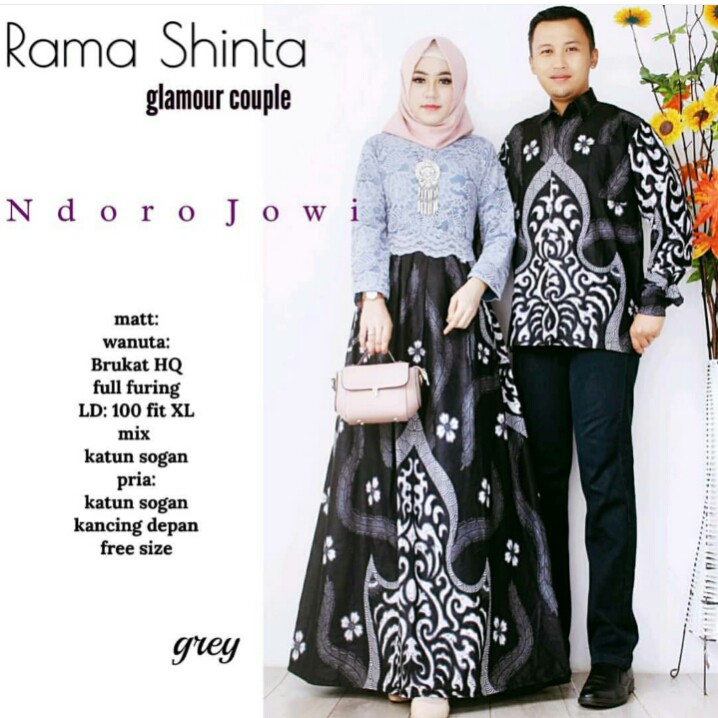 couple pasangan batik rama sinta glamour gamis murah