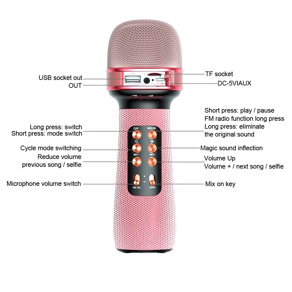 Mic Karaoke Wireless Microphone KTV Mikrofon Speaker Mikrofon Wireless Bluetooth Karaoke Player