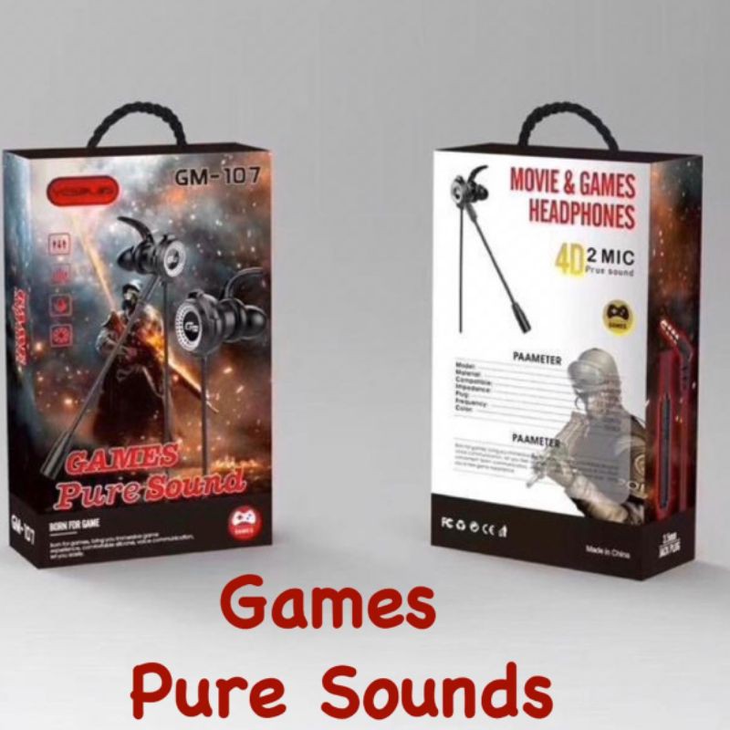 Headset Handsfree Earphone Gaming GM-107 Game Pure Sounds