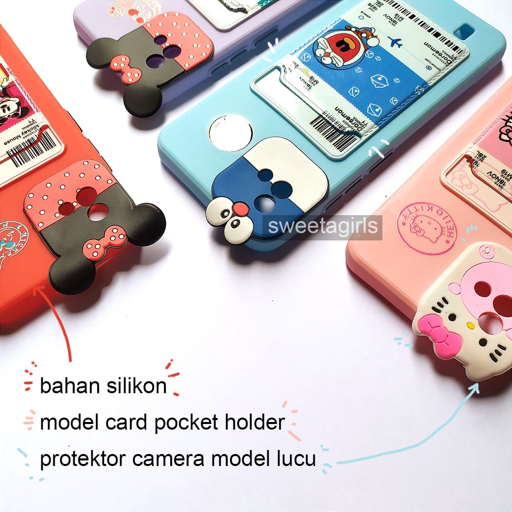 Casing Silikon Lucu untuk Realme C20 - Model Card Holder - Casing peach Case Gemoy - sweetacase.id - Case Lucu - Karakter -  Karakter Softcase - Case Gemoy - Kesing - Aesthetic - Boneka - Nasa Case