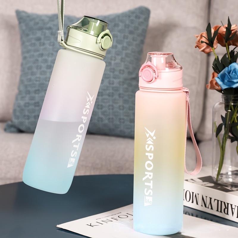 Botol Minum Motivasi 1 liter Tutup Flip Drink Reminder Botol Minum Tumbler Olahraga Sport Unik 1 liter-3
