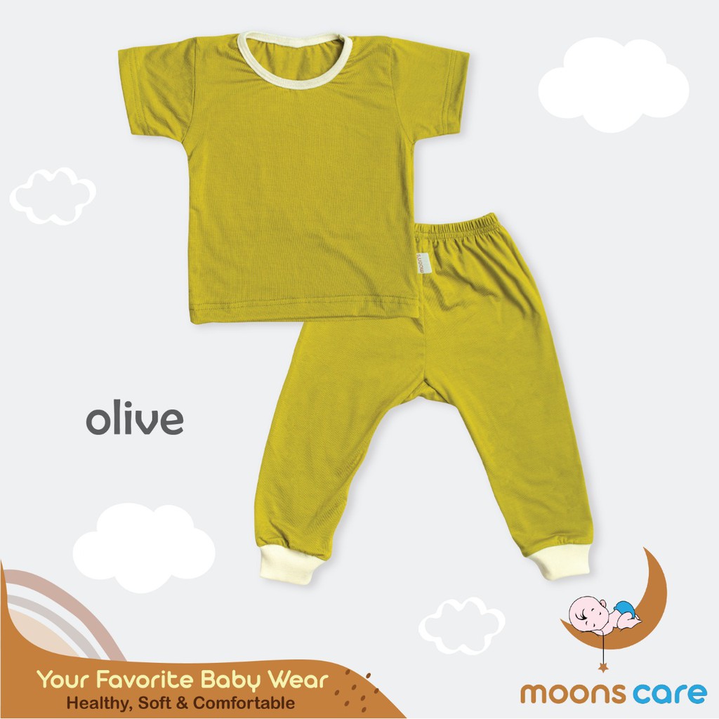 S M L MOONS Stelan Oblong Campur POLOS Moons/ Baju Oblong Campur , setelan piyama anak PENDEK BAJU