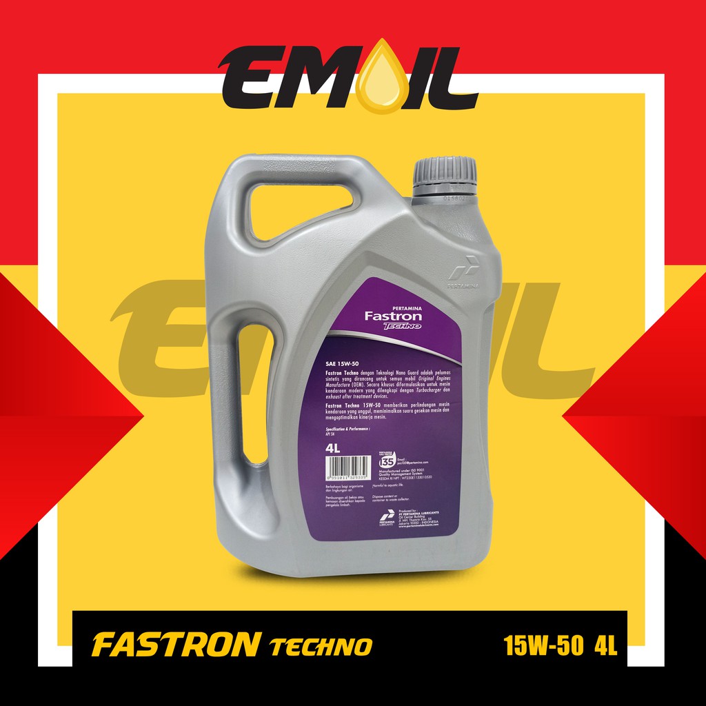 OLI PERTMINA FASTRON TECHNO UNGU SAE 15W-50 API SN GALON ISI 4 LITER
