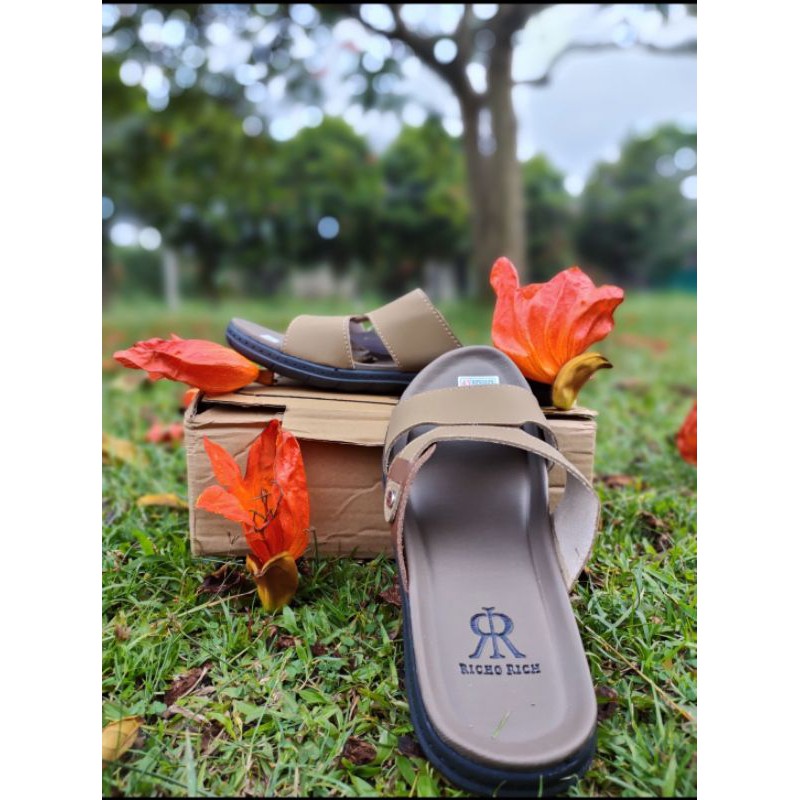 sandal kulit asli/ sandal richo rich/ sandal dewasa pria