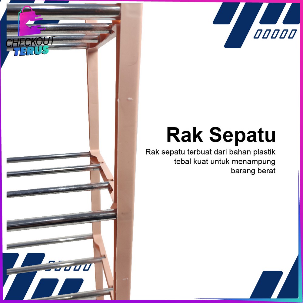 CT C99 Rak Sepatu Susun 4 Tingkat Portabel Multifungsi Bongkar Pasang Motif Polos Warna Organizer Rack Shoe Import