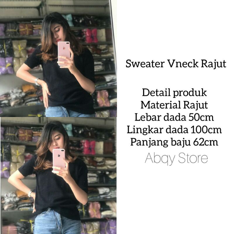 Sweater Vneck Rajut / Baju Rajut Wanita / Sweater Rajut