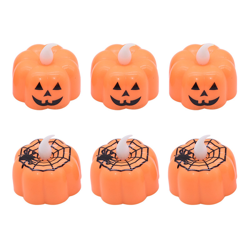 1pc Lampu Lilin LED Bentuk Labu Warna Warm White Untuk Dekorasi Halloween