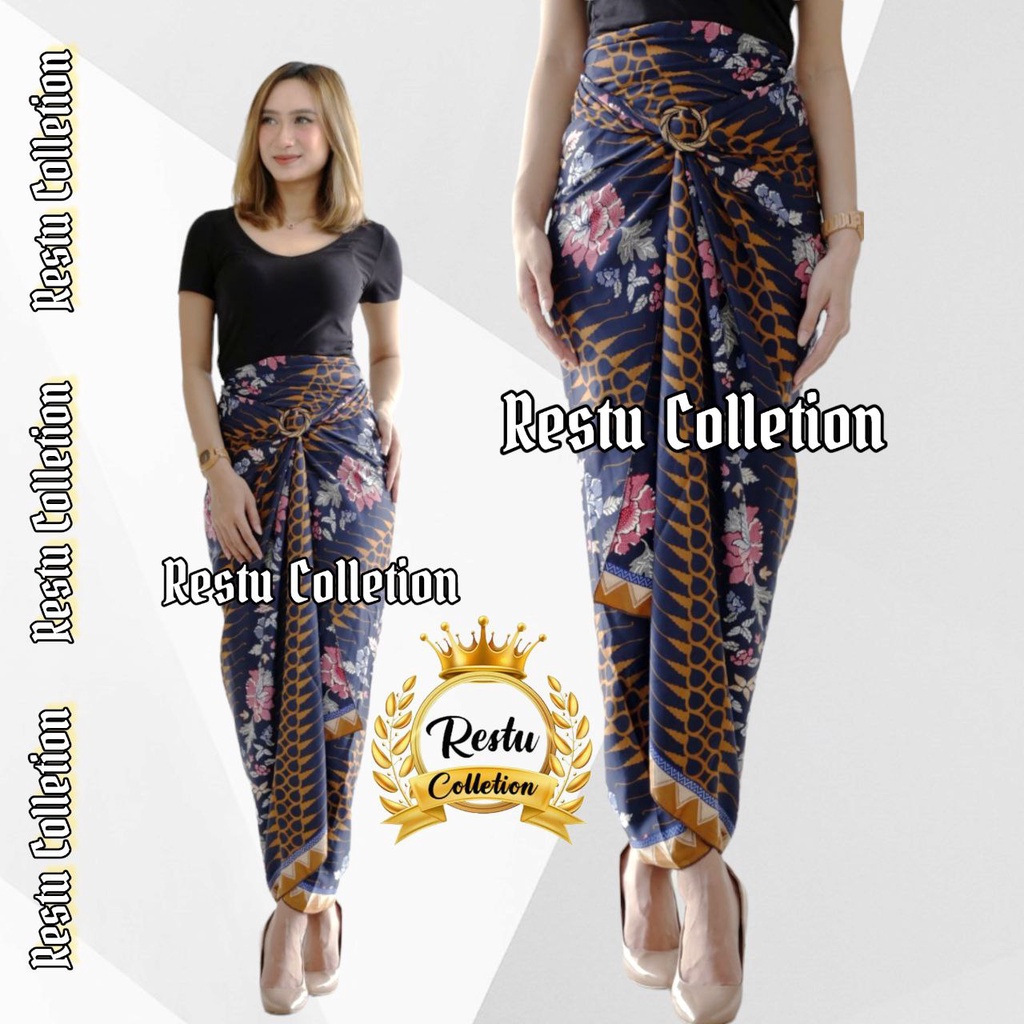 Restu Colletion Rok Lilit Songket Serut Batik Bawahan Kebaya Wisuda Kemeja Bloese Kondangan Nikahan Tunangan Wanita Allsize Bahan Satin HQ Premium