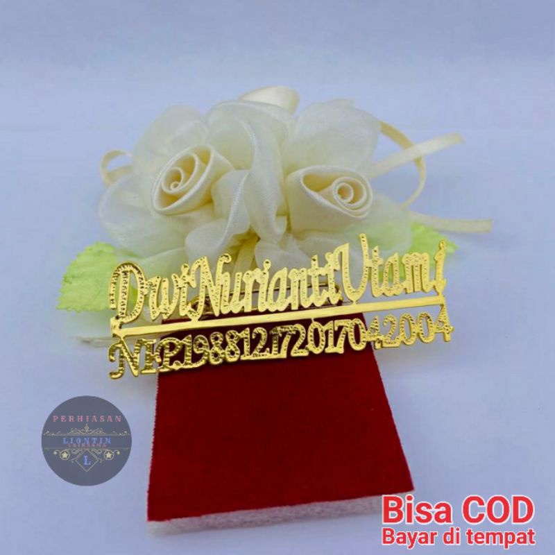 BROS UKIR NAMA NIP ASN/PNS/GURU/NURSE/DOKTER/KARYAWAN LAPIS EMAS 24K | ANTI KARAT DAN ANTI LUNTUR