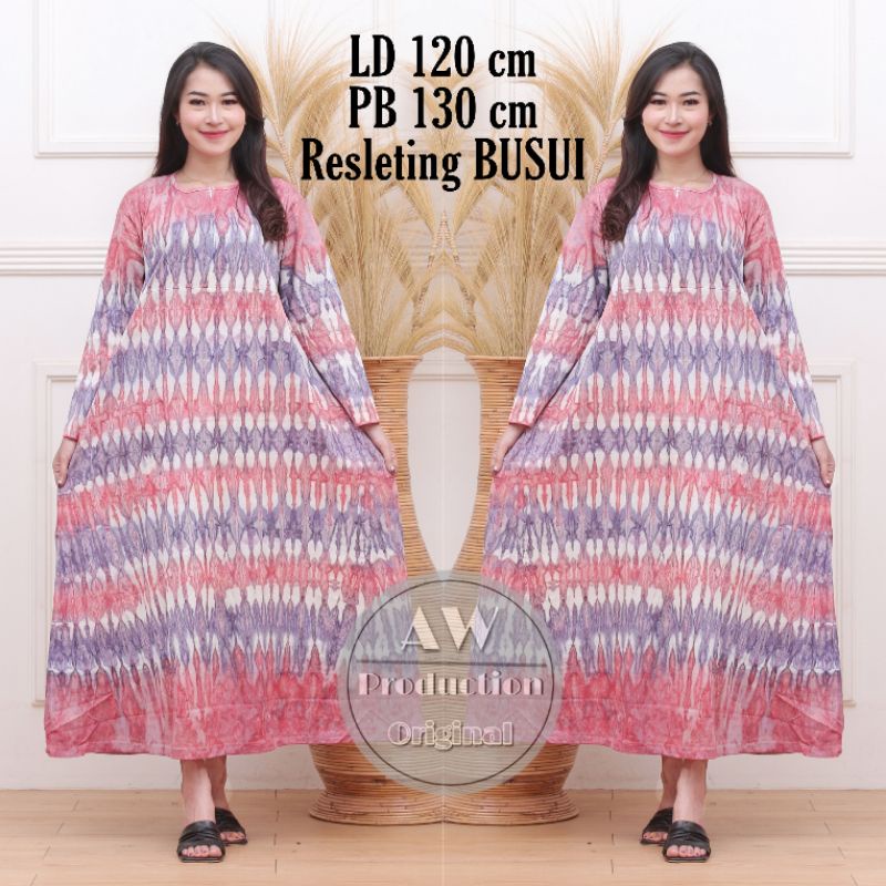 LONG-STRIP DASTER KAOS JUMBO ABSTRAK LENGAN PANJANG BUSUI DEPAN RESLETING DRESS WANITA KAOS KATUN ADEM TEBAL SERAP KERINGAT