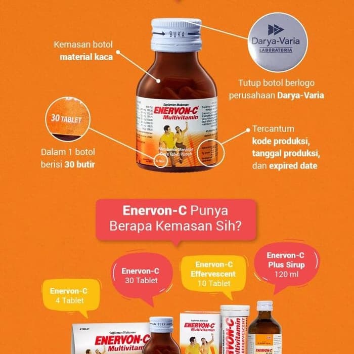 ENERVON-C 30’S BOTOL (Vitamin Enervon-C Asli Botol Kaca)