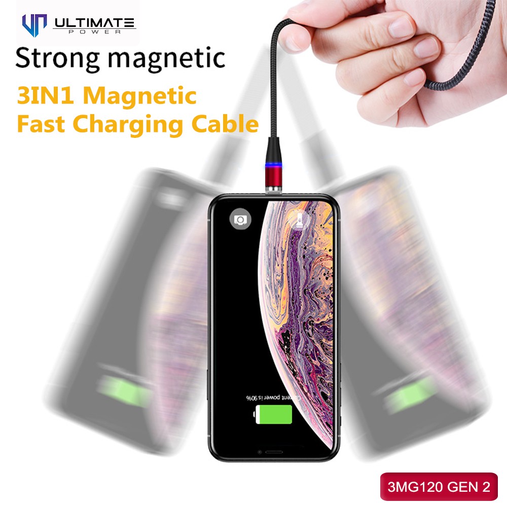 Data Cable 3in1 Ultimate Power 3in1 Magnetic USB Data Cable Fast Charging 3MG120 Gen 2