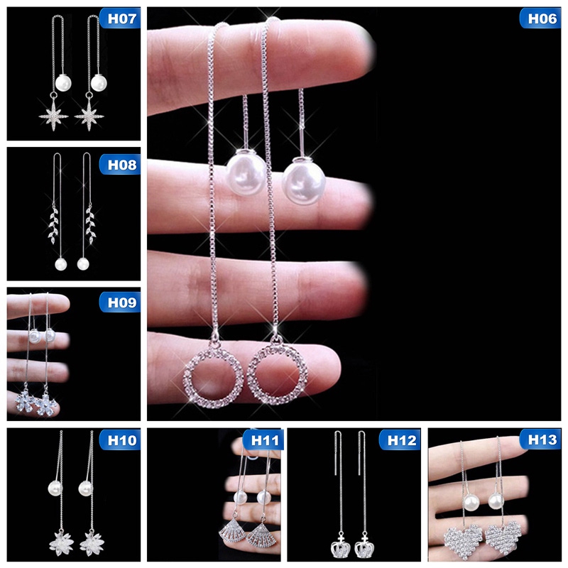 1 Pasang Anting Kait Gantung Tassel S925 Pendan Angsa/Snowflake Hias Mutiara Imitasi Gaya Korea