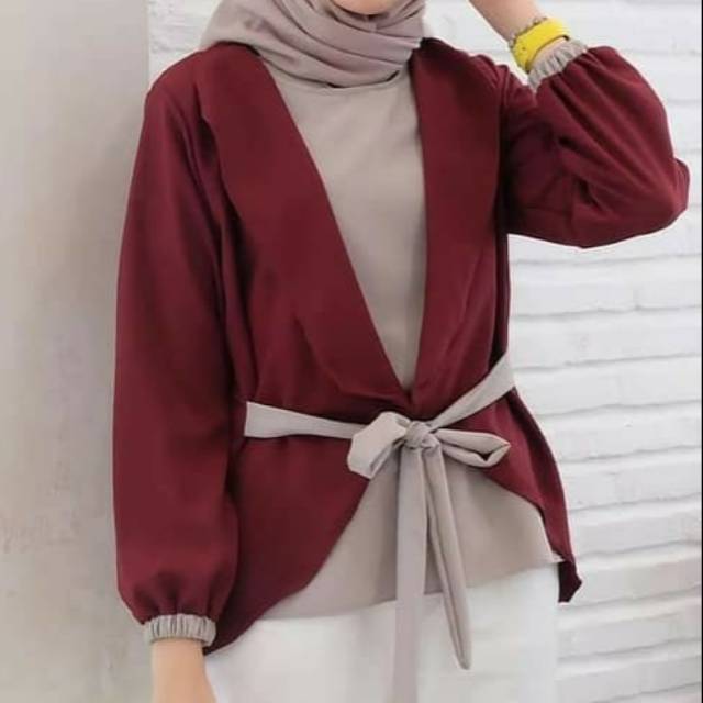 Hanifa blouse blus baju atasan casual pakaian wanita muslim hijab bisa ukuran jumbo big size besar
