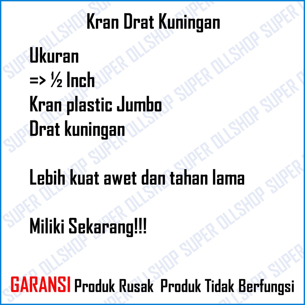 Kran Keran Air Tembok Taman Plastik Murah/ Kran Air PVC Jumbo Drat Kuningan 1/2