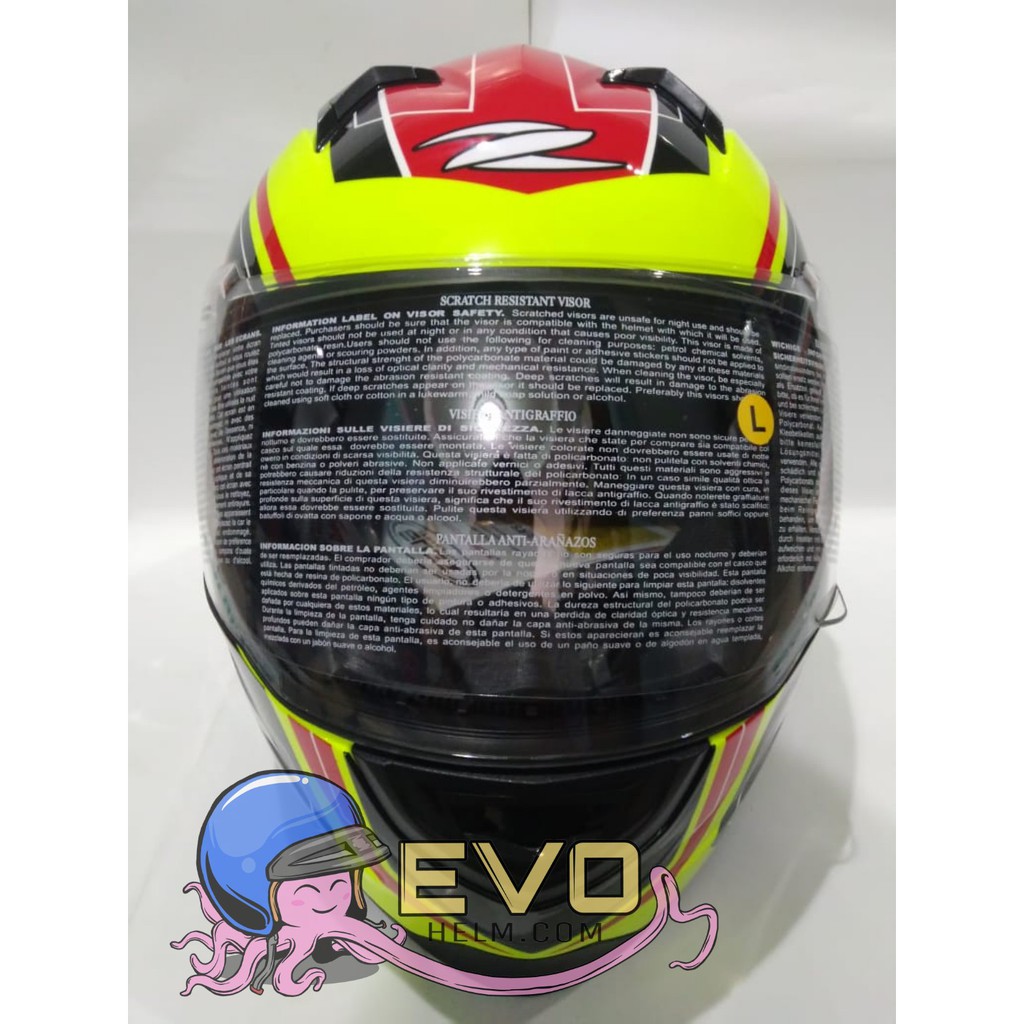 HELM ZEUS FULL FACE ZS-811 FLUO YELLOW / AL 5 RED - FREE SMOKE VISOR  ORIGINAL ( ONGKIR 2KG )