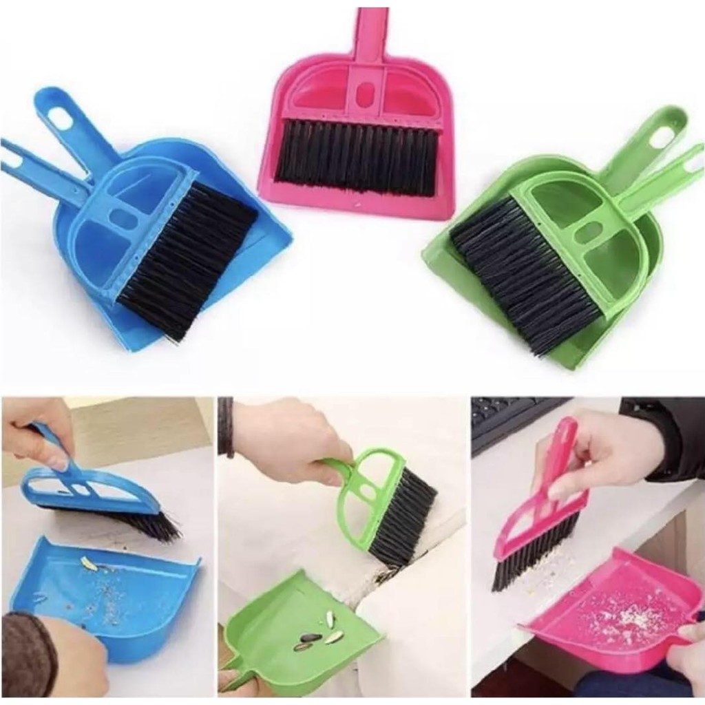 Mini Dustpan Sapu Set Mini Plastik / Mini Desktop Car Keyboard Brush Broom Dustpan Set