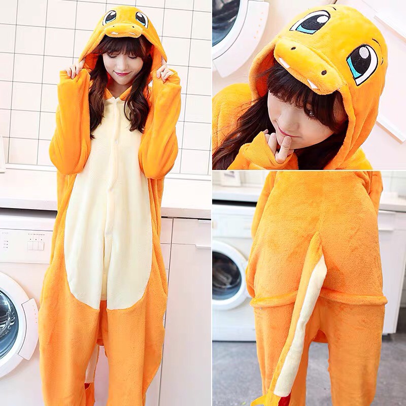 KOSTUM CHARMANDER POKEMON PIKACHU DINO ONESIE PIYAMA COSPLAY BAJU TIDUR