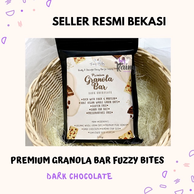 Premium Granola Bar Dark Chocolate by Fuzzy Bites